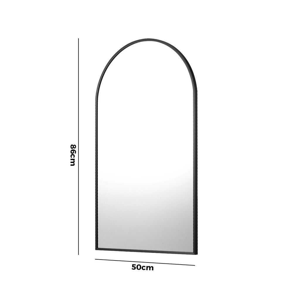 Oikiture Wall Mirror 86x50cm Arched Black