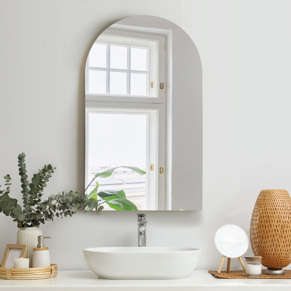 Oikiture Arched Wall Mirrors 86x50cm Frameless