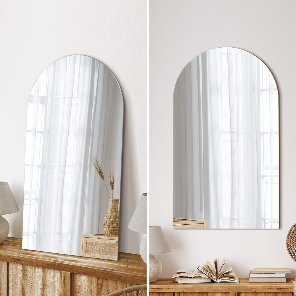 Oikiture Arched Wall Mirrors 86x50cm Frameless