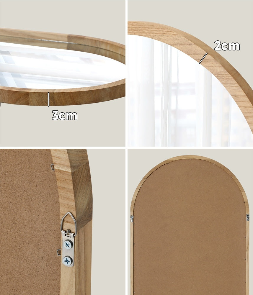 Oikiture Wall Mirror Wooden Frame Arched 86 x 50cm