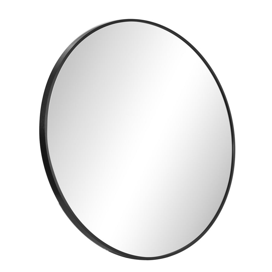 Oikiture Wall Mirror Round 50cm Black