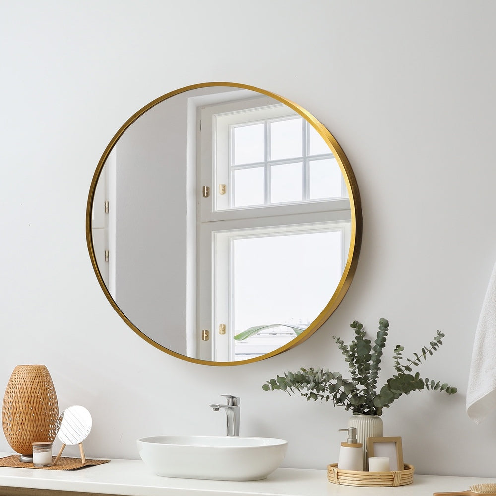 Oikiture 60cm Wall Mirror Round Gold