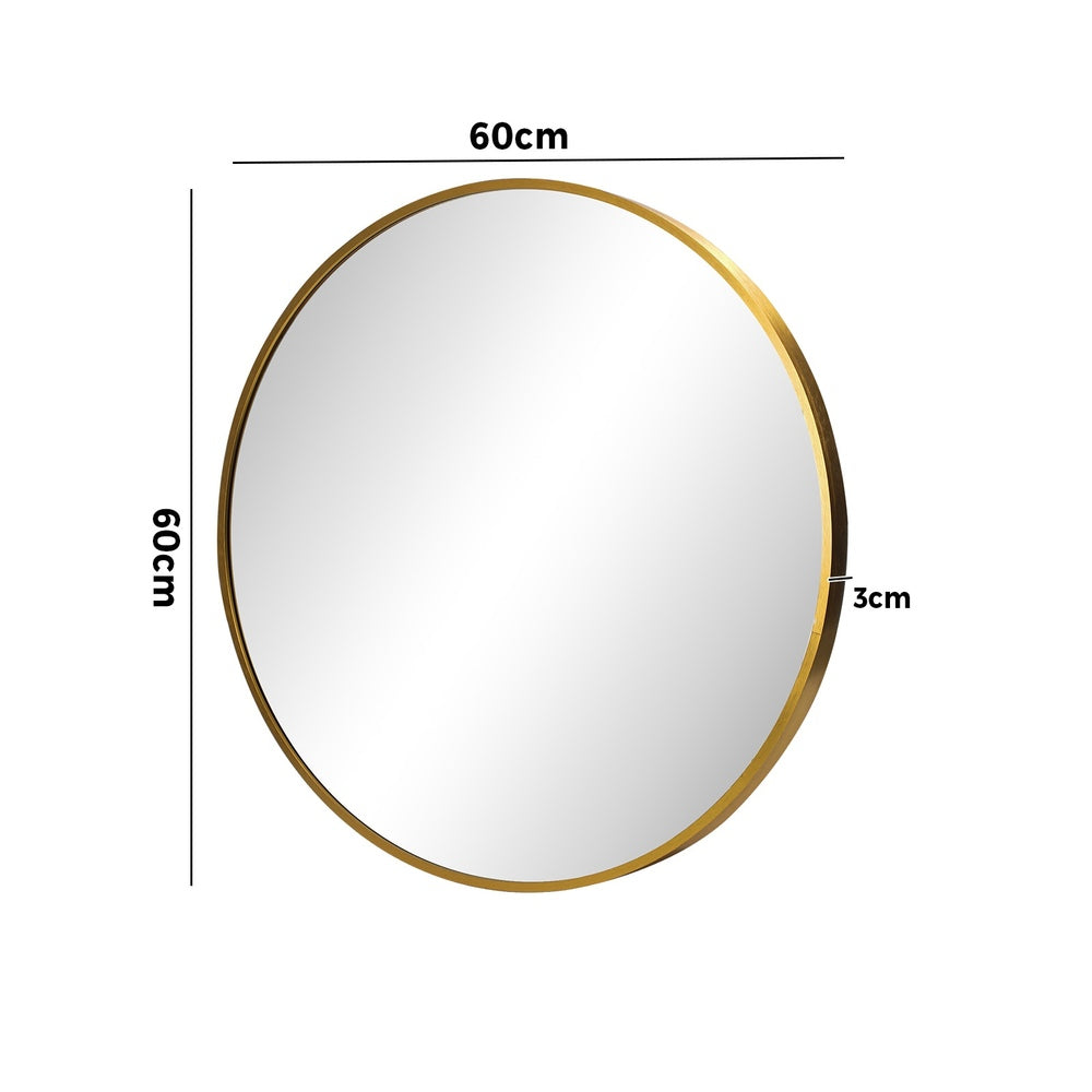 Oikiture 60cm Wall Mirror Round Gold