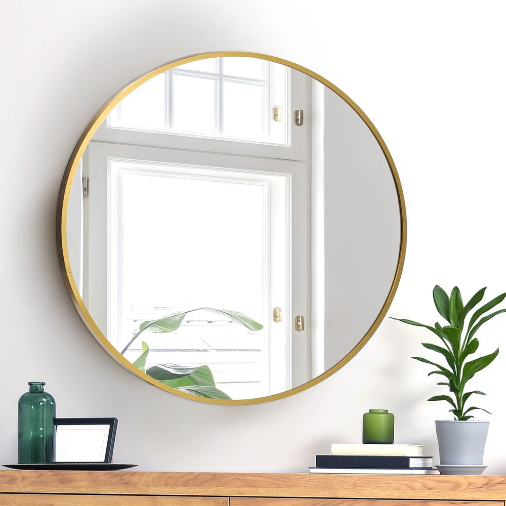 Oikiture 60cm Wall Mirror Round Gold