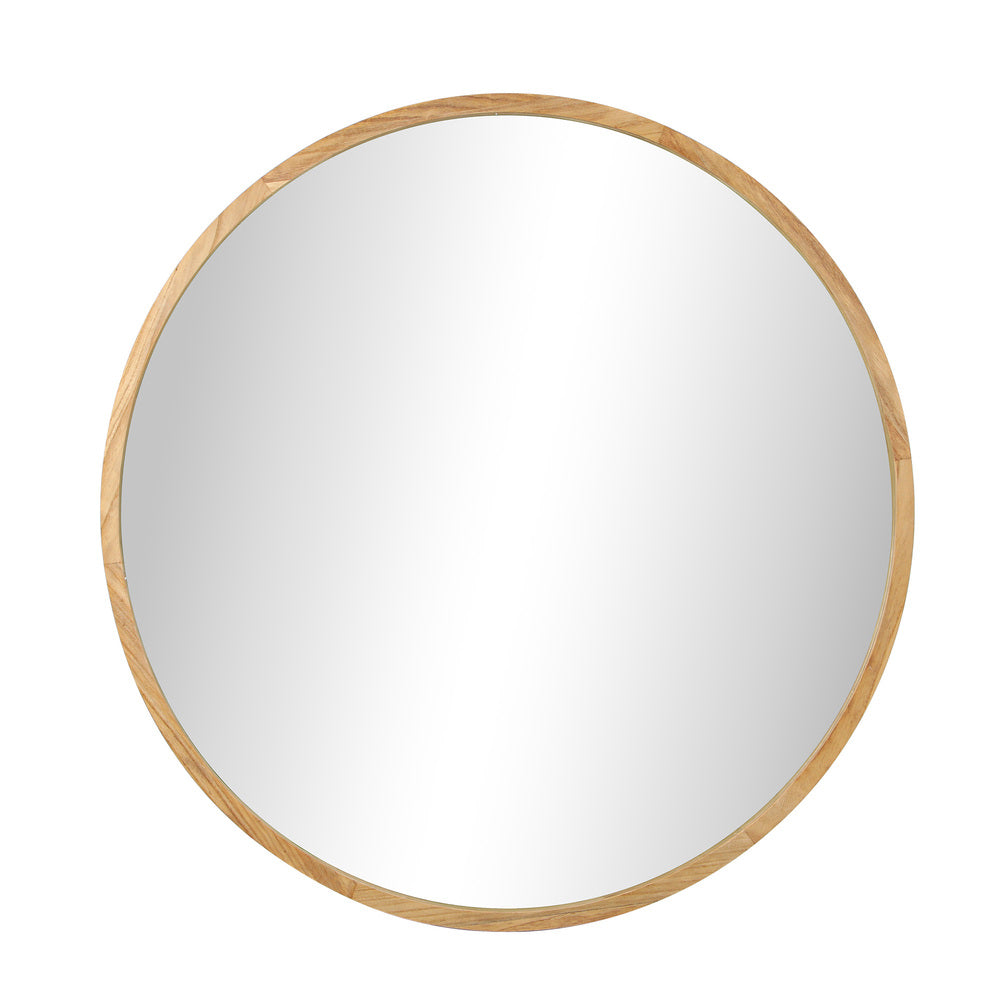Oikiture Wall Mirror with Wood Frame 60cm Round