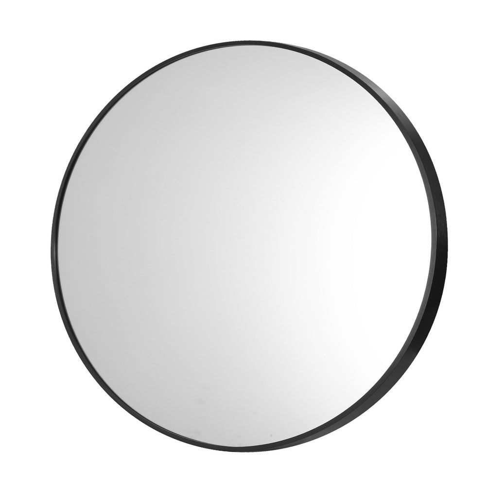 Oikiture Wall Mirror Round 70cm Black