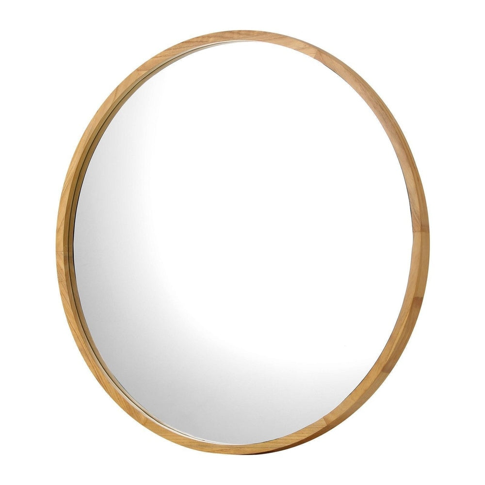 Oikiture Wall Mirror with Wood Frame 70cm Round