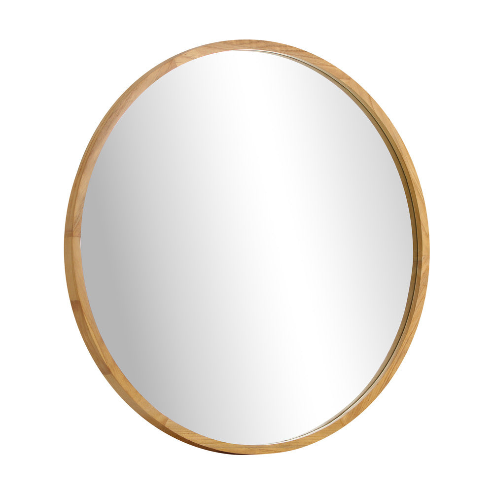 Oikiture Wall Mirror with Wood Frame 80cm Round