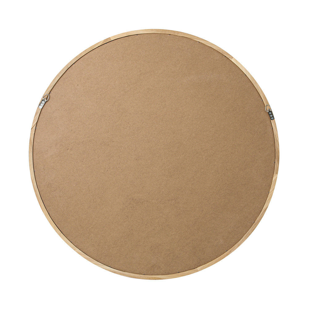 Oikiture Wall Mirror with Wood Frame 90cm Round