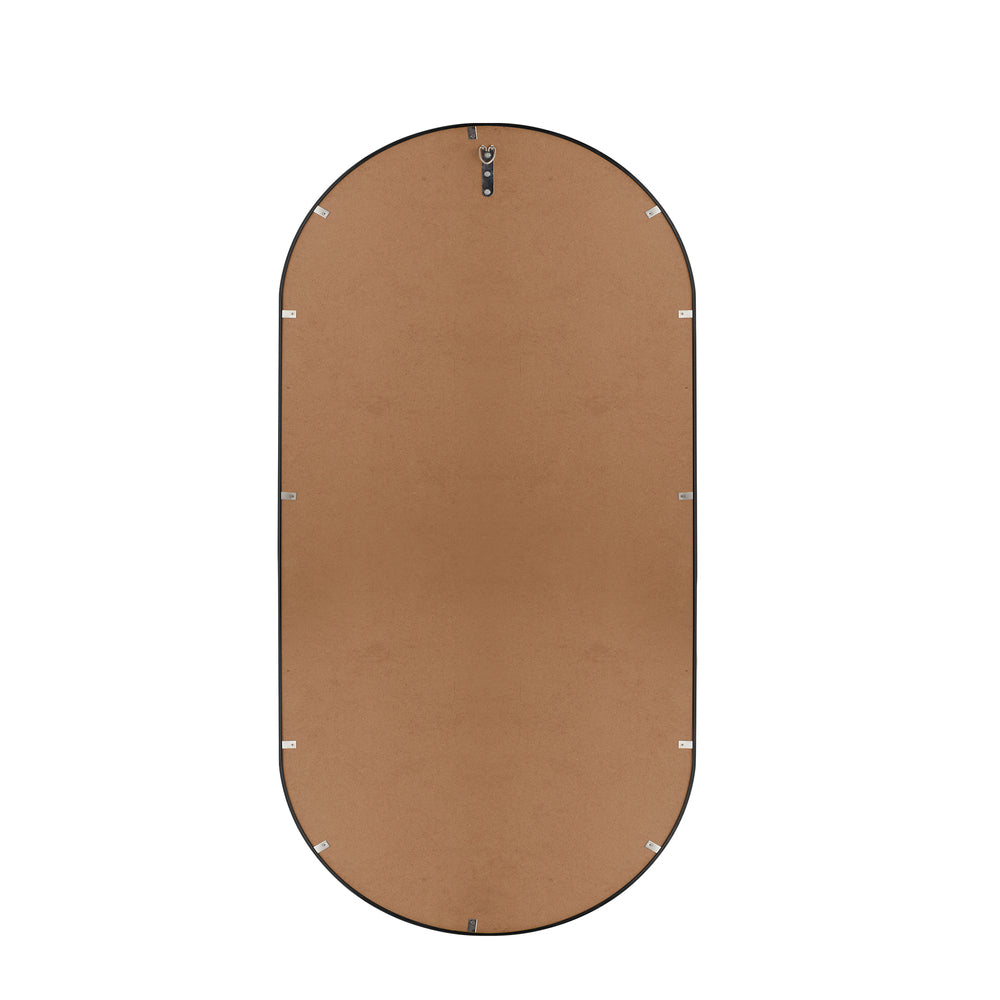 Oikiture Wall Mirrors Oval Mirror Black 84x50cm Set of 2