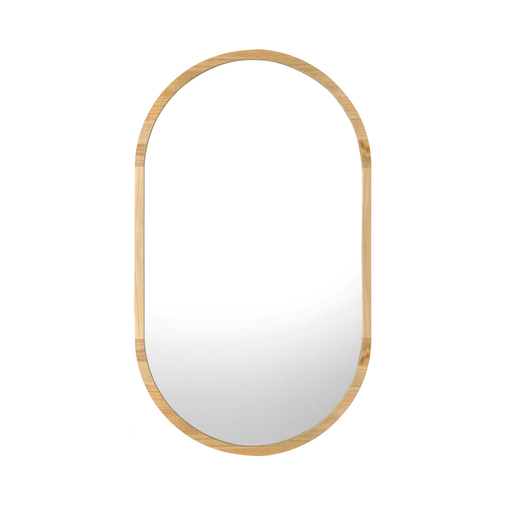 Oikiture Wooden Wall Mirrors Oval Mirror 84x50cm Set of 2