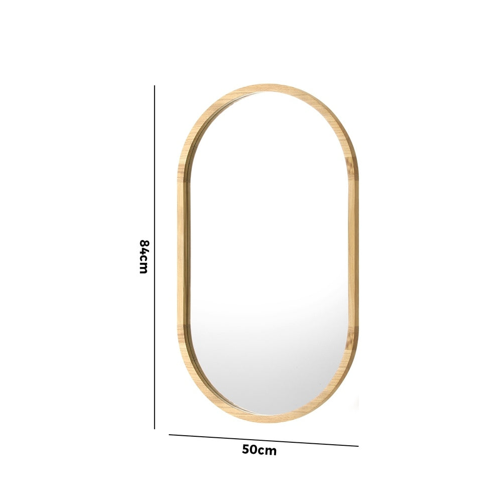 Oikiture Wooden Wall Mirrors Oval Mirror 84x50cm Set of 2