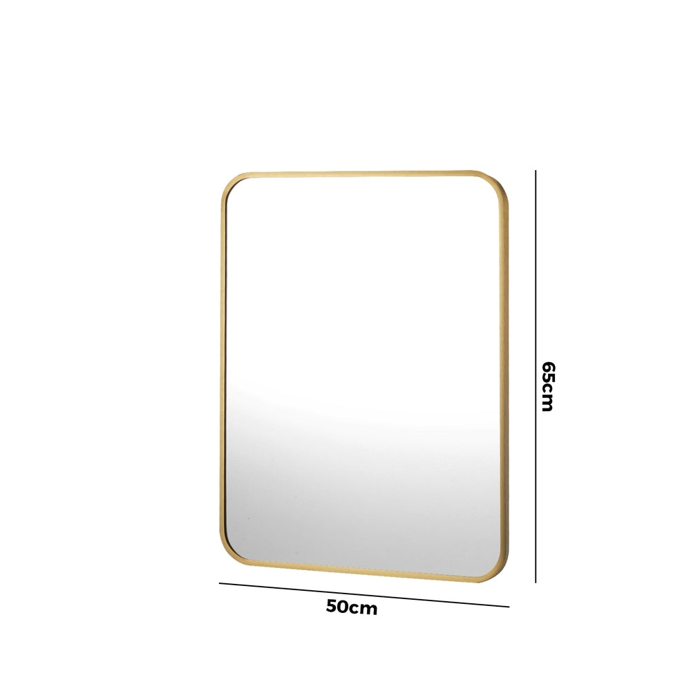 Oikiture Wall Mirrors Gold Metal Frame 65x50cm Rectangle