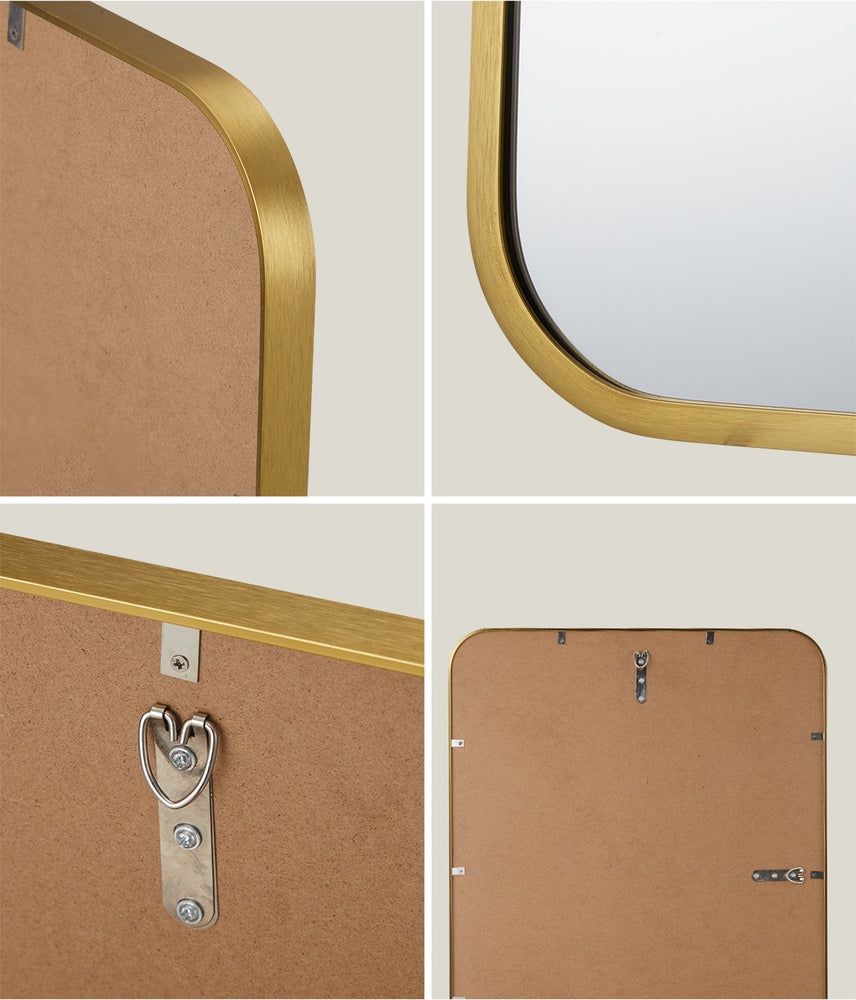 Oikiture Wall Mirrors Gold Metal Frame 65x50cm Rectangle