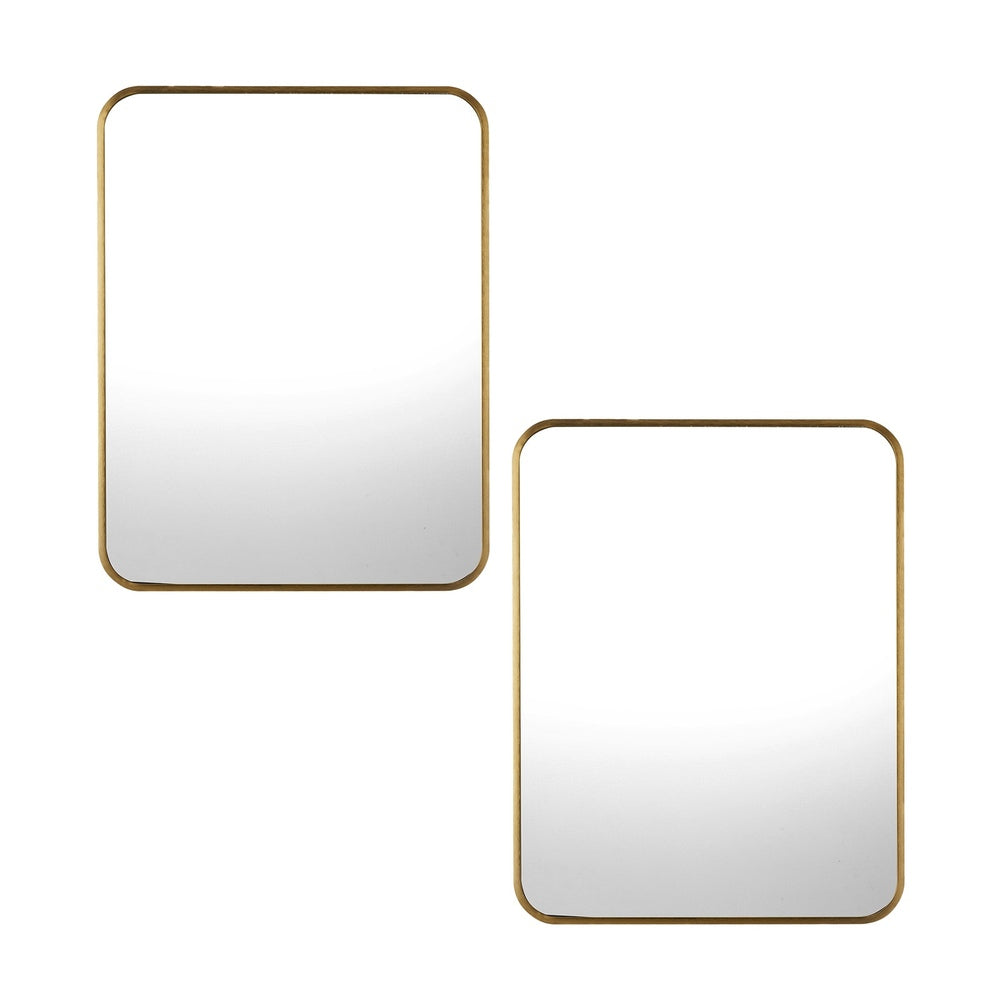 Oikiture Wall Mirrors Rectangle Mirror 65x50cm Gold Set of 2