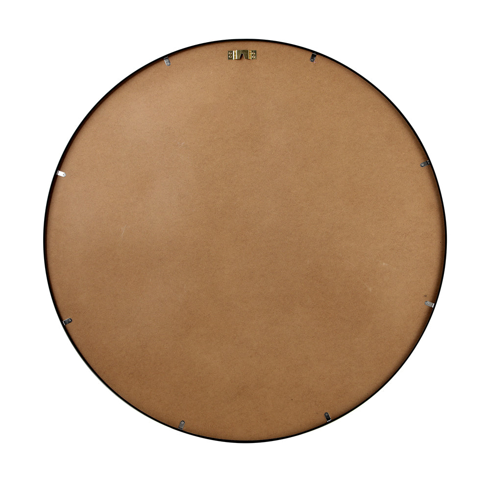 Oikiture Wall Mirrors Round 50cm Black Set of 2