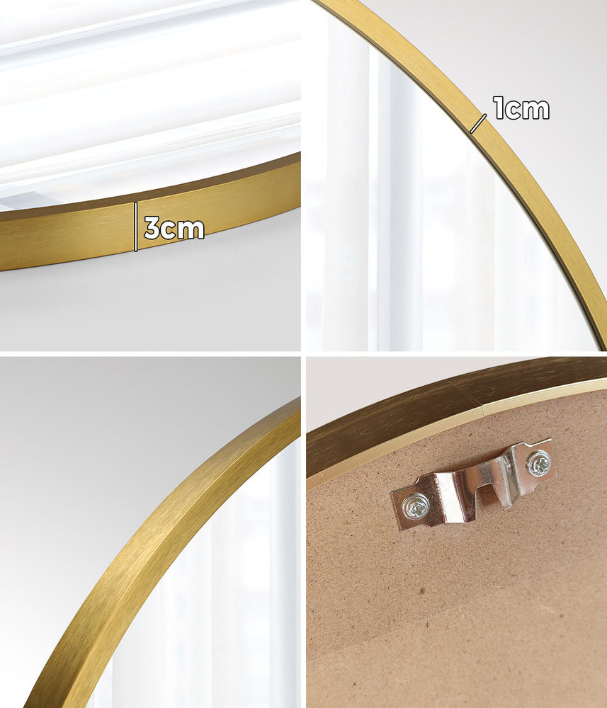 Oikiture Wall Mirrors Round 50cm Gold Set of 2