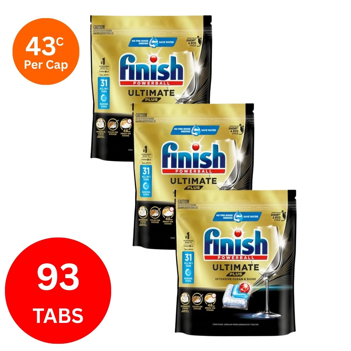 Finish Ultimate Plus x 93 Baking Soda Dishwasher Tablets-2006732758352793603