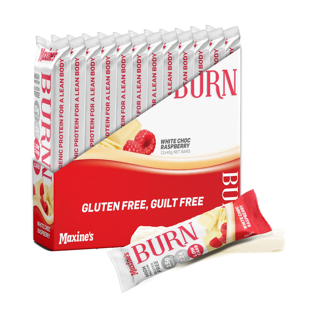 Maxines Burn White Choc Raspberry Bar 12x40g-2017004944607023104