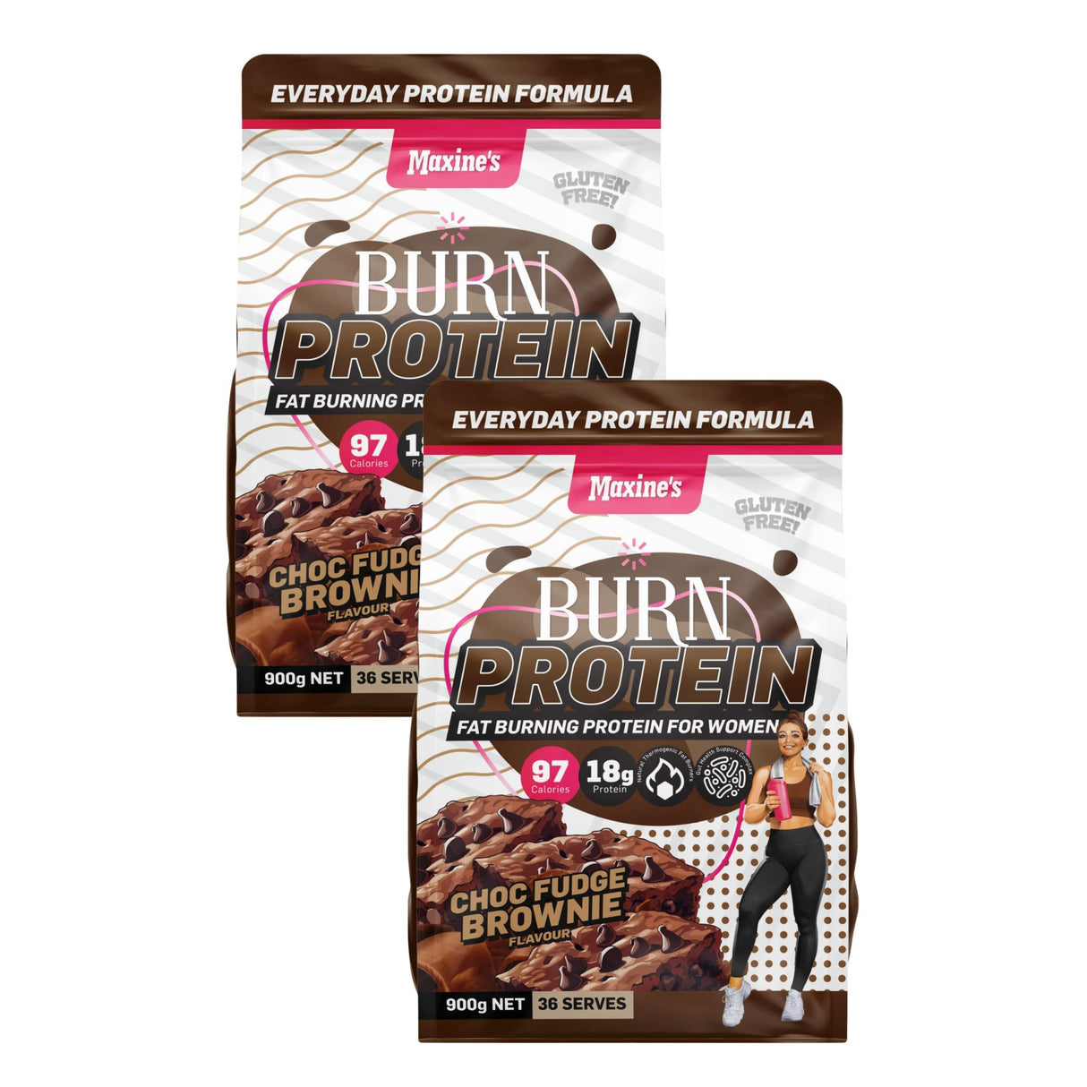 Maxines Burn Protein Choc Fudge Brownie 900g x2-2017004947282989056