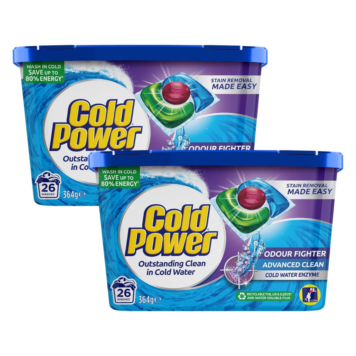 Cold Power Odour Fighter x 52 Laundry Detergent Capsules-2017004932615507968