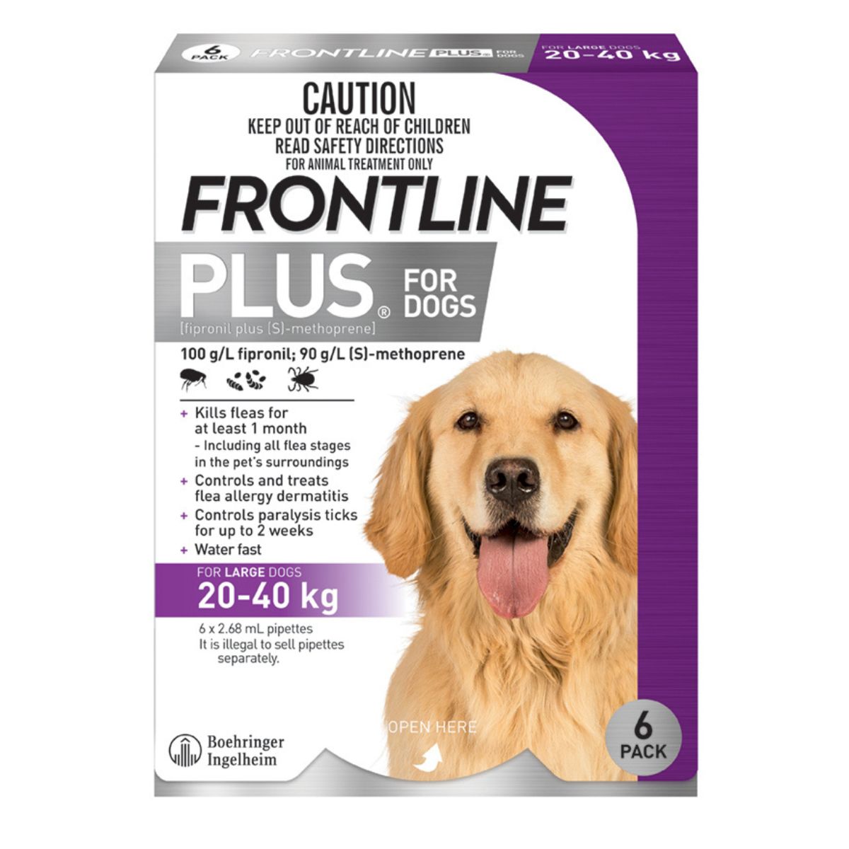 Frontline Plus Dog 20-40kg Purple Large 6pk-2018816672005230592