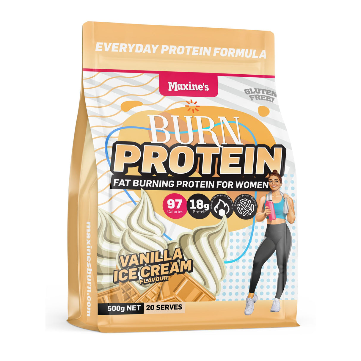Maxines Burn Protein Vanilla Ice Cream 500g-2017004946586734592