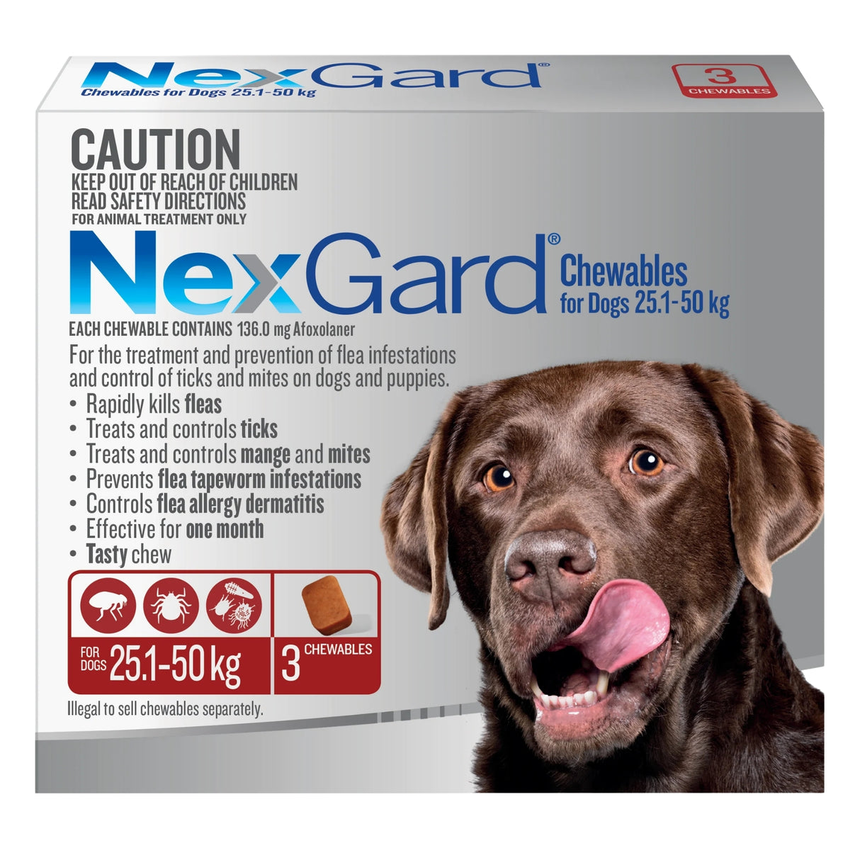 Nexgard XLarge Dogs 25.1 - 50kg Red 3pk-2017004949854097408