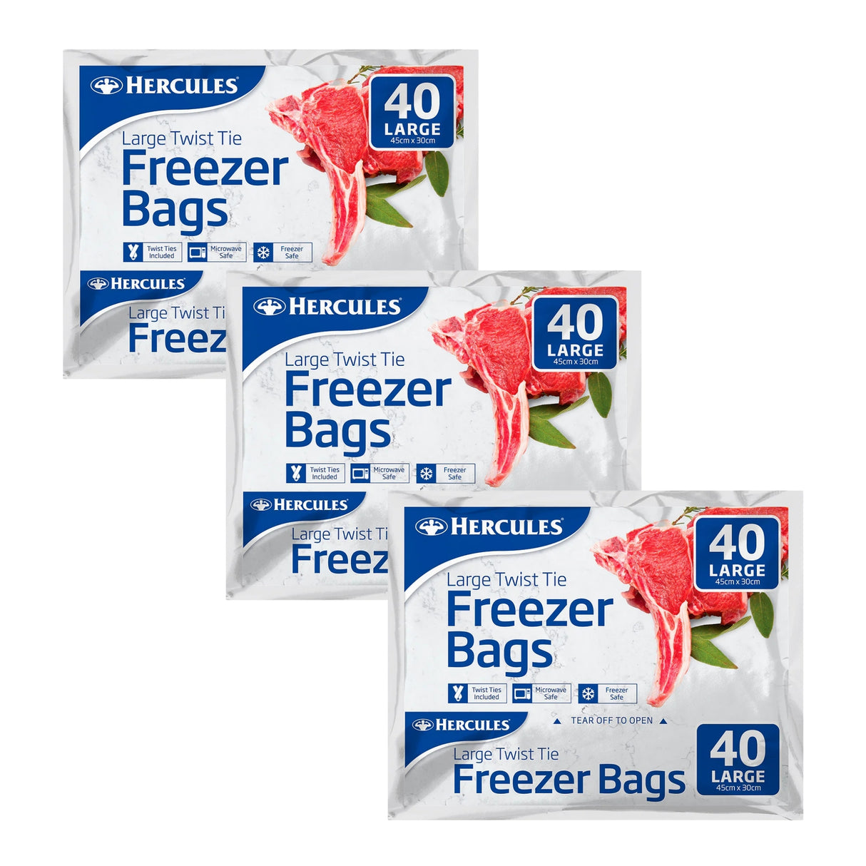 Hercules Tear-Off Freezer Bags Large 40pk x3-2018816604137197568