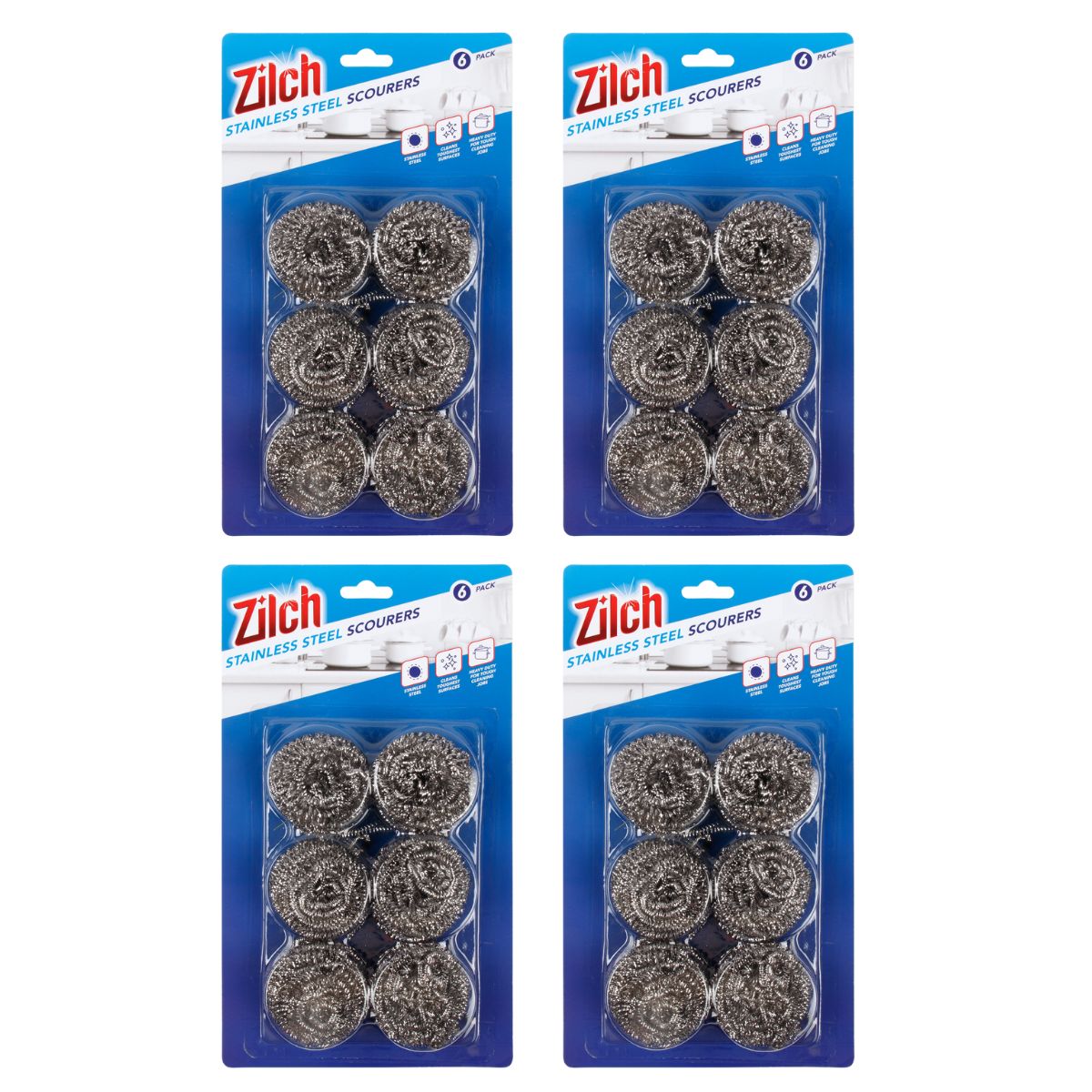4x Zilch Stainless Steel Scourer 6pk-2018816604455964672