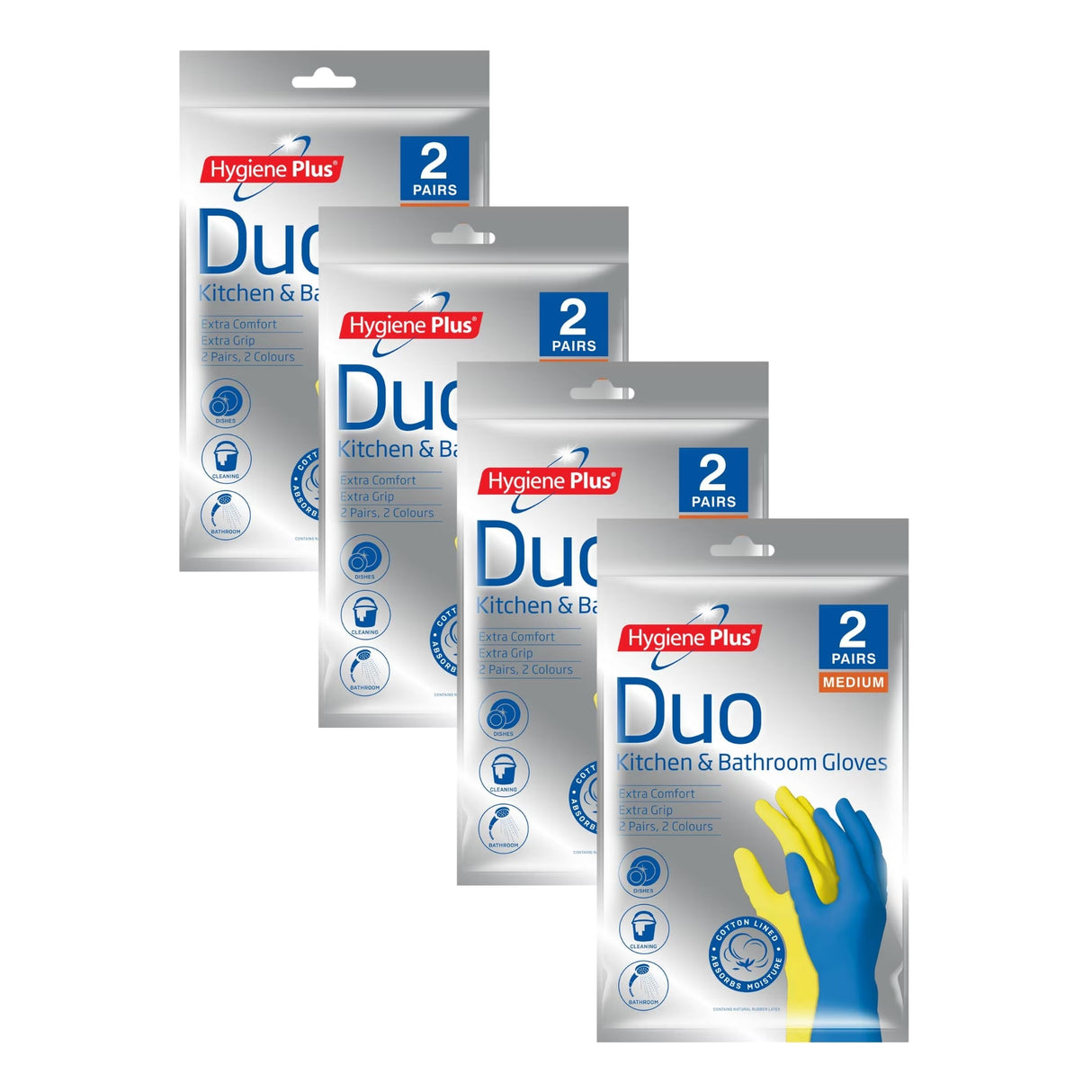 Hygiene Plus Duo Kitchen and Bathroom Gloves 2pk (Medium) x4-2017004938391064576