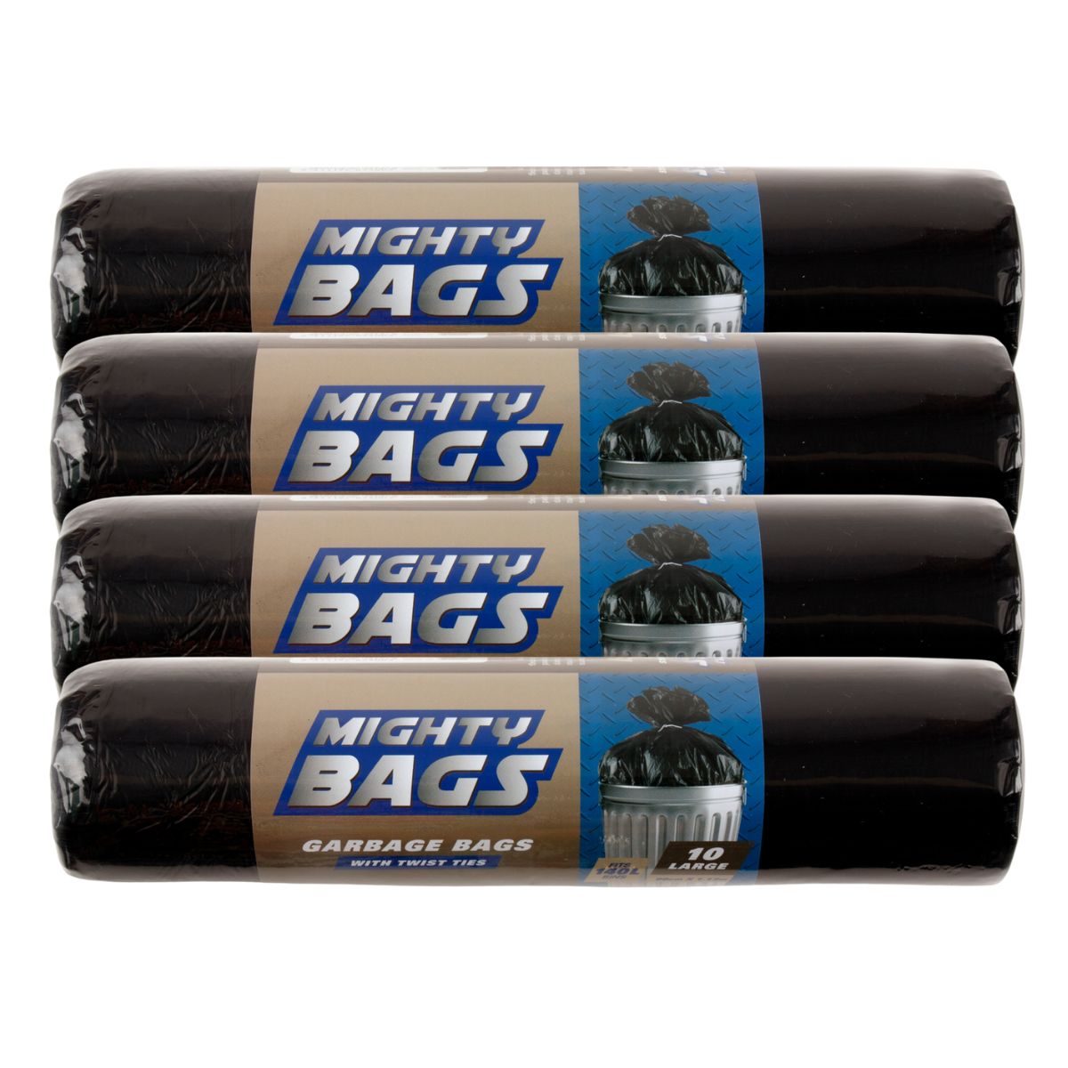 4x 10pk Mighty Bags 140L 90x112cm Black Garbage Bags-2006732763989938177