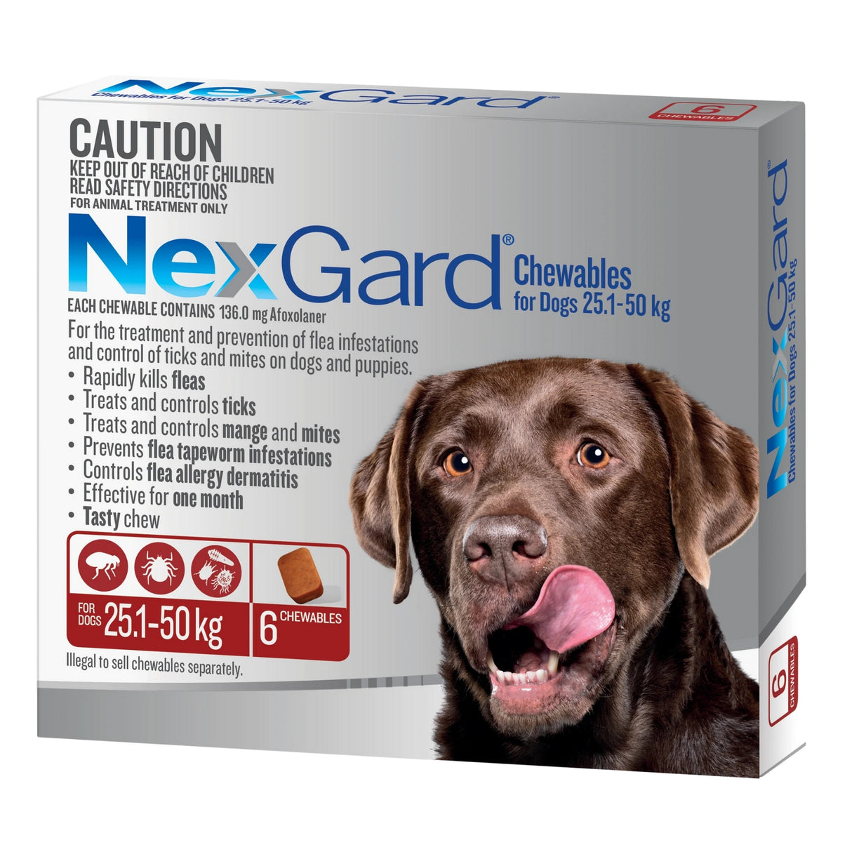Nexgard XLarge Dogs 25.1 - 50kg Red 6pk-2017004949984120833