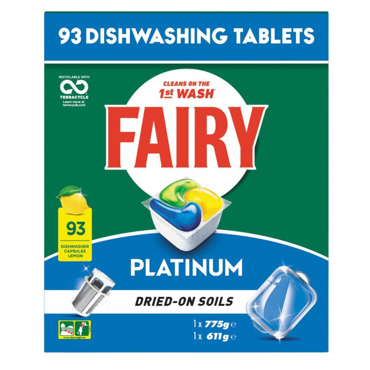Fairy Platinum x 93 Lemon Dishwasher Tablets-2006732779219456002