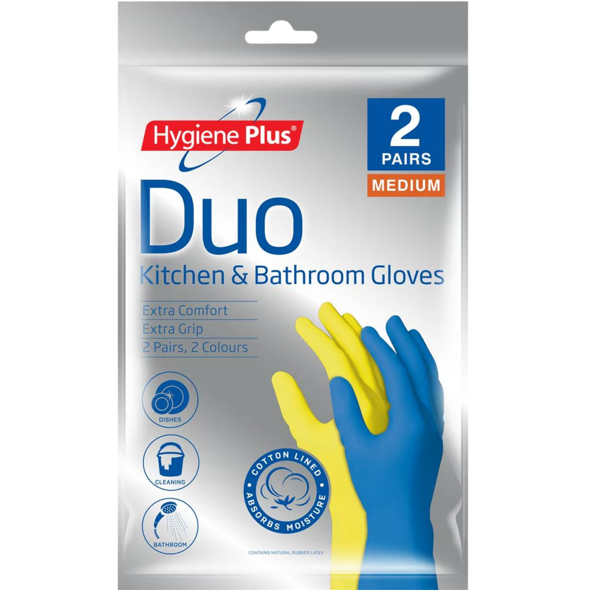 Hygiene Plus Duo Kitchen and Bathroom Gloves 2pk (Medium) x4-2017004938391064577