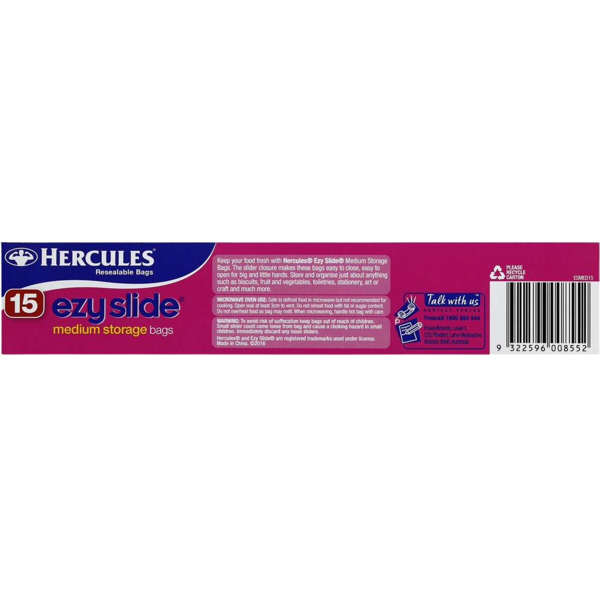 Hercules Ezy Slide Medium Storage Bags 15pk x5-2017004935073370115