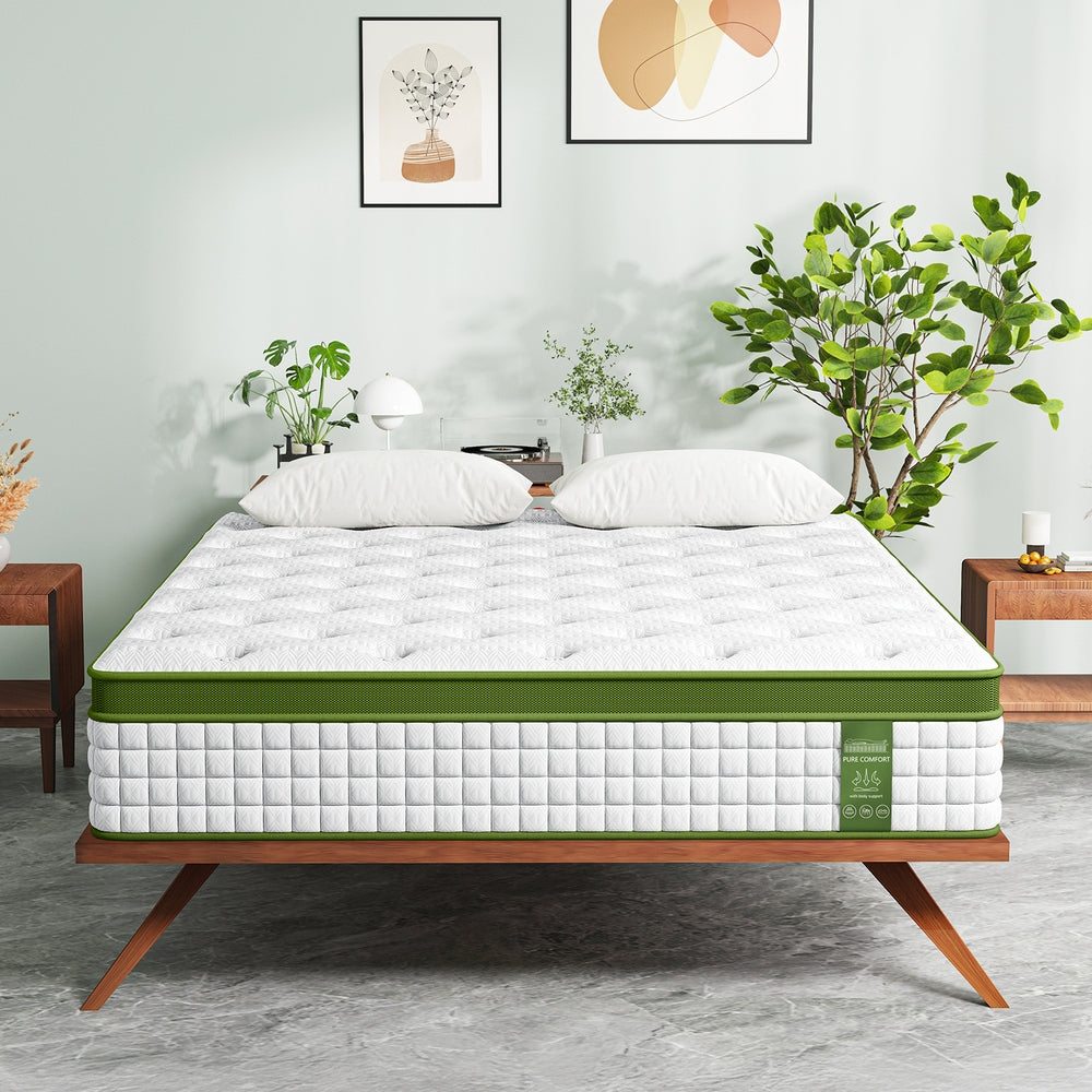 BedStory 34cm Queen Latex Hybrid Mattress Medium Firm - 5 Zone Pocket Spring Bed for Pressure Relief Motion Isolation