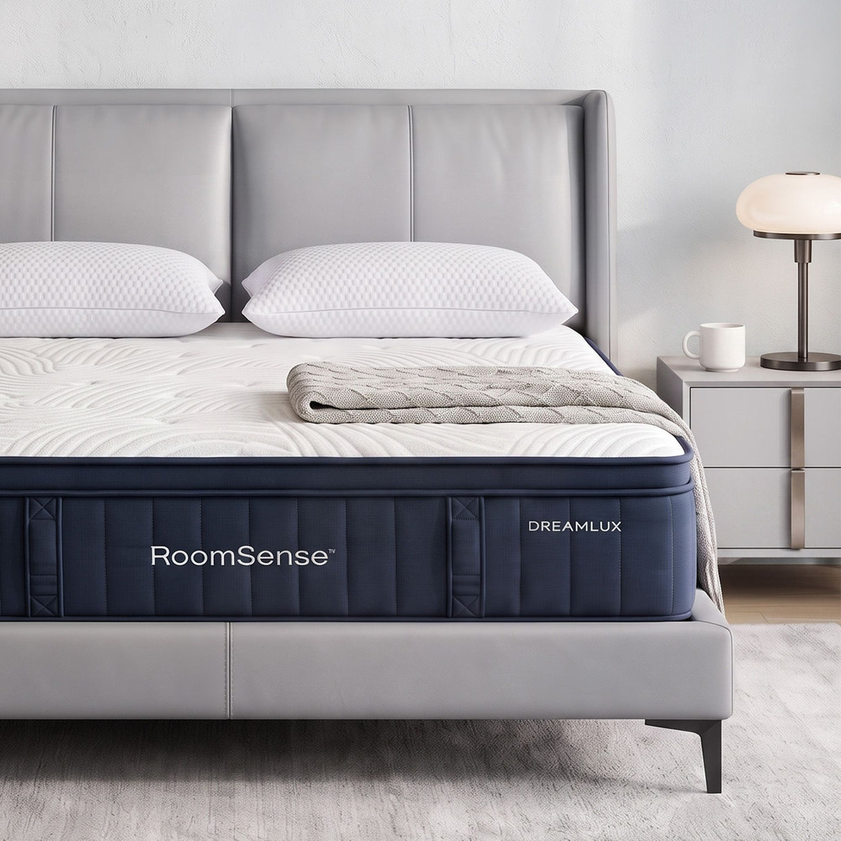 RoomSense Queen 34cm Medium Soft Gel Mattress Bundle with 2 Cooling Pillows