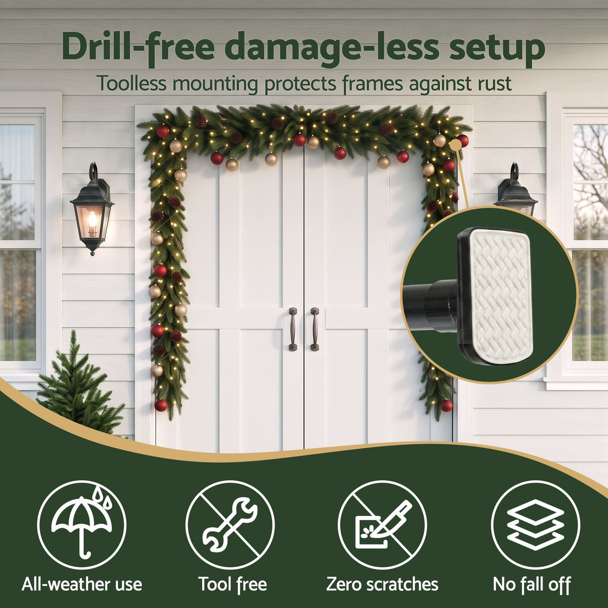 Jingle Jollys Christmas Garland Hook Wreath Hanger Fits 85-160CM Door No Drill