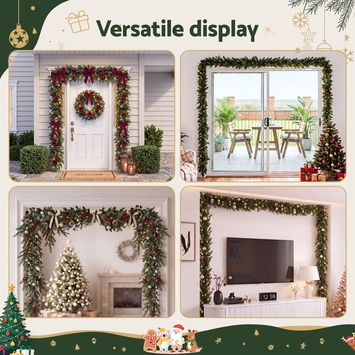 Jingle Jollys Christmas Garland Hook Wreath Hanger Fits 85-160CM Door No Drill