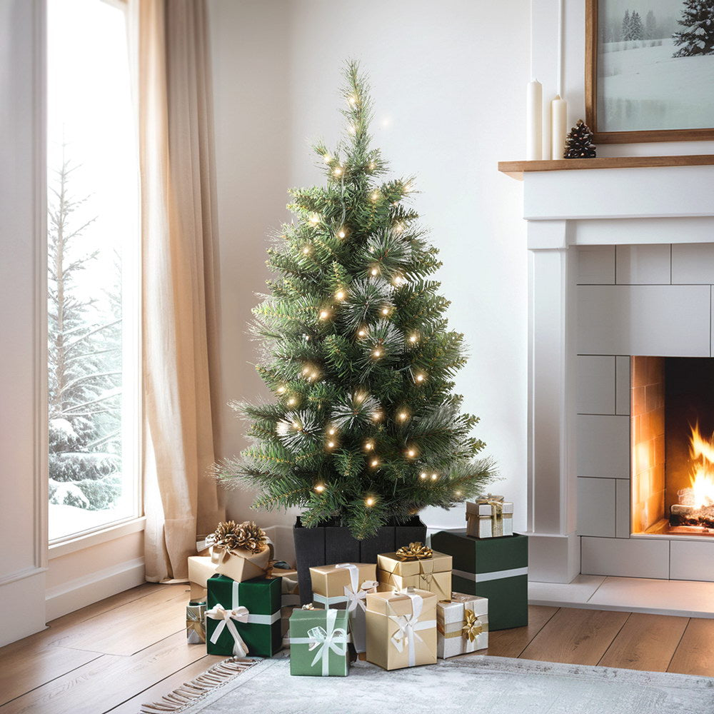 90cm Festive LED Christmas Potted Tree for Holiday Cheer