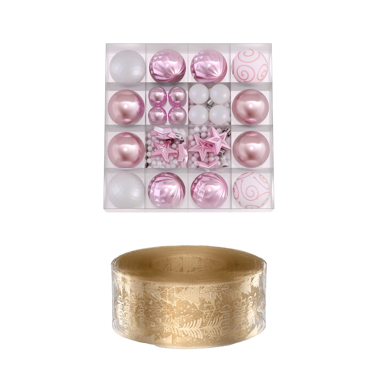 Jingle Jollys Christmas Tree Decoration Set Ribbon Baubles Ornaments Party 34pcs