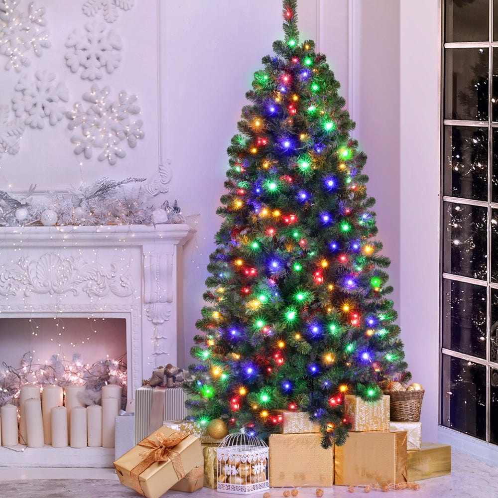 Jingle Jollys Christmas Tree 1.8M LED Corner Xmas Tree Half 8 Modes Multi-color