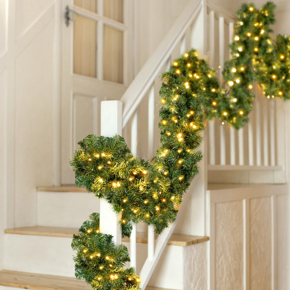 Festive Glow 10M Prelit Christmas Garland with 700 LED Tips for Holiday Decor