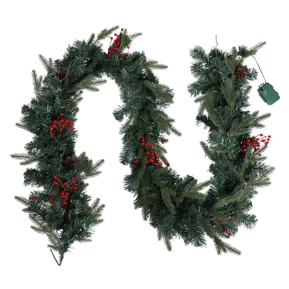 Festive Glow 2.4m LED Christmas Garland with Ornaments for Holiday Decor
