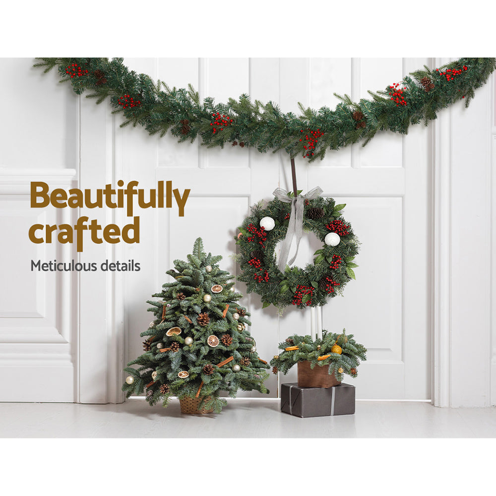 Festive Glow 2.4m LED Christmas Garland with Ornaments for Holiday Decor