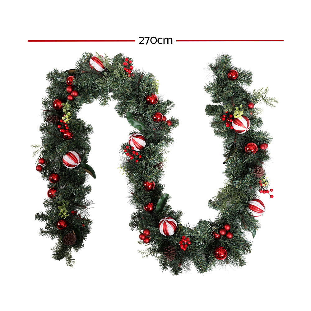 Jingle Jollys 2.7m Festive Christmas Garland with Ornaments for Weddings and Parties