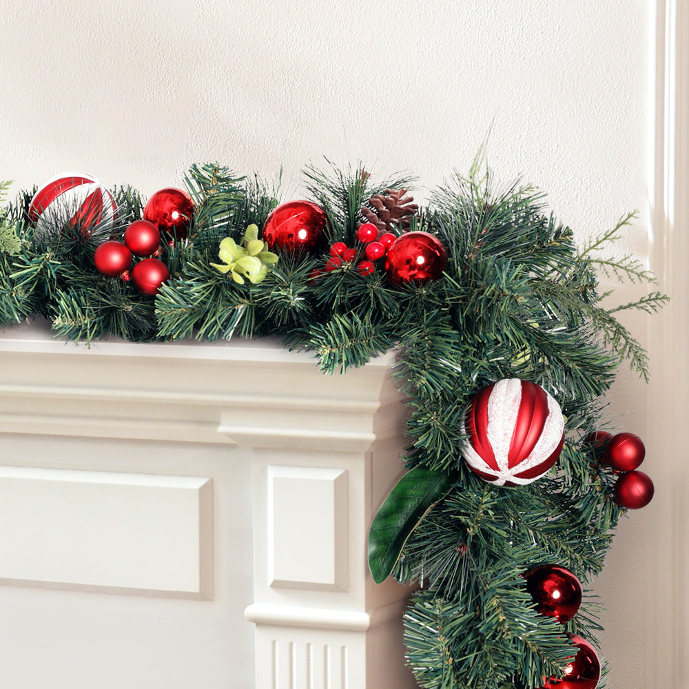 Jingle Jollys 2.7m Festive Christmas Garland with Ornaments for Weddings and Parties