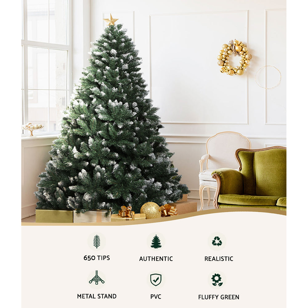 Snowy Elegance 1.8m Christmas Tree with 650 Lifelike Tips