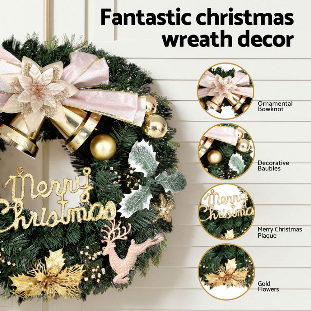 Festive Cheer 60CM Christmas Garland with Ornaments and Reindeer Decor